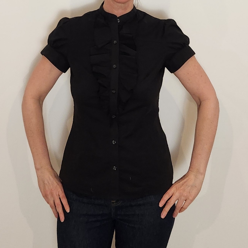 Aritzia Black Ruffle Blouse - Picture 4 of 6